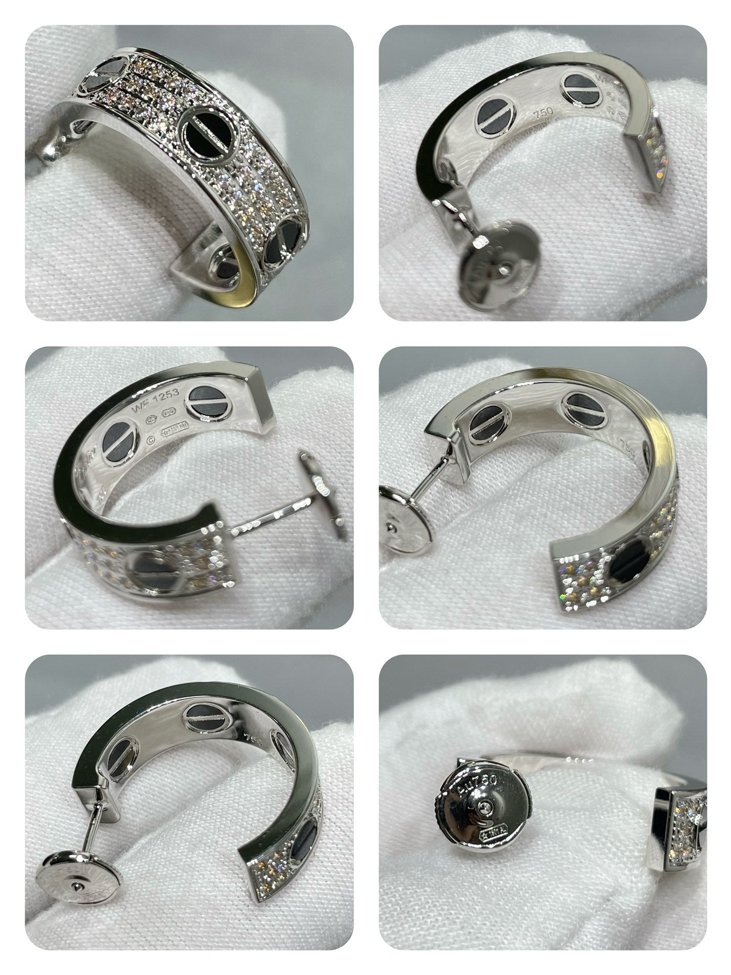 Mysitc LOVE CERAMIC DIAMOND PAVED SILVER EARRINGS