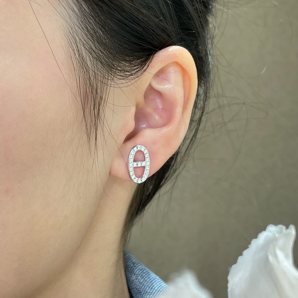 Mysitc HM FULL DIAMOND PIG NOSE STUD EARRINGS
