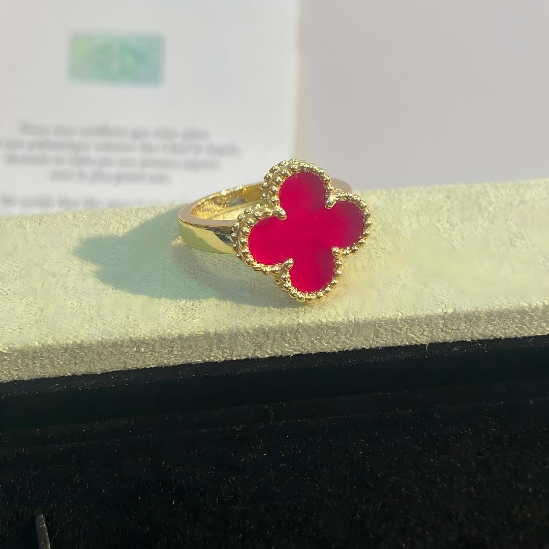 [Mystic]NEW CLOVER PINK ENAMEL RINGS