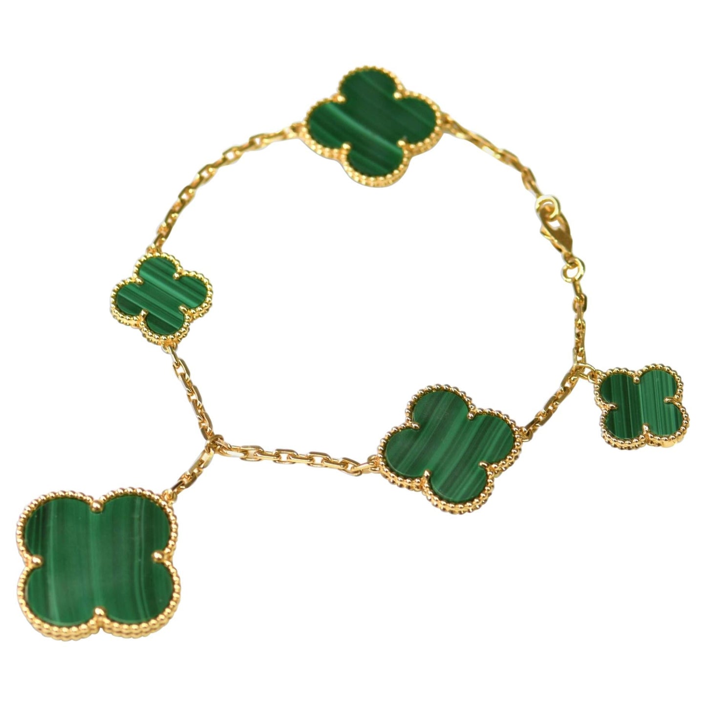 Mysitc MAGIC CLOVER MALACHITE GOLD BRACELET 5 MOTIFS
