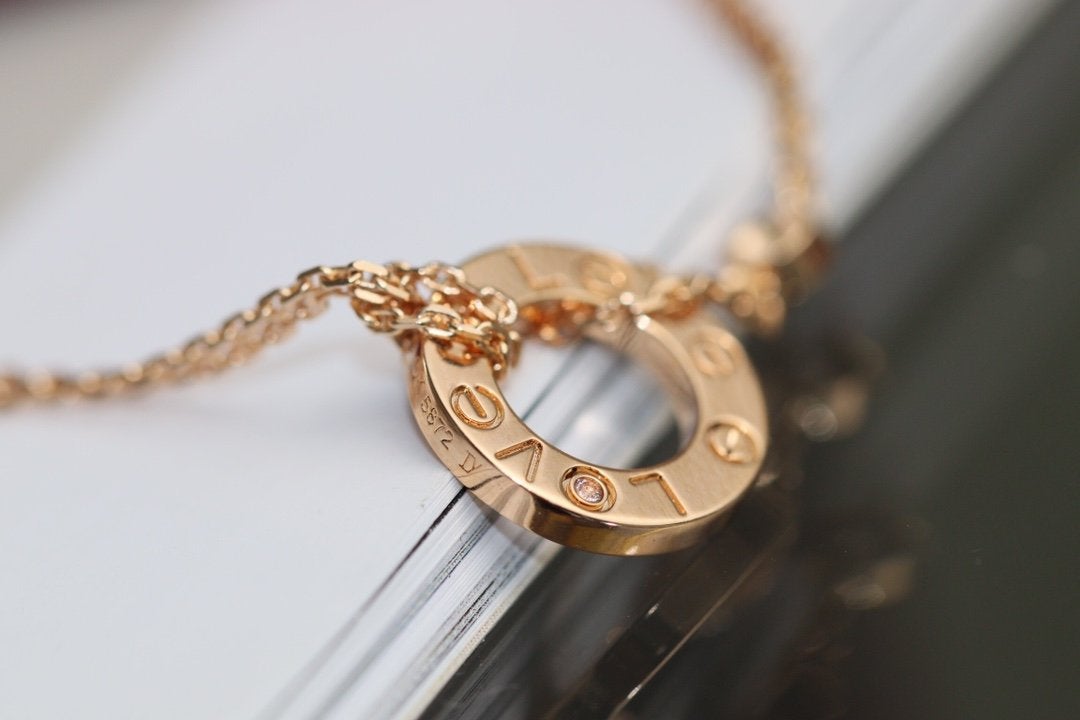 Mysitc LOVE NECKLACE ADJUSTABLE ROSE GOLD 2 DIAMOND
