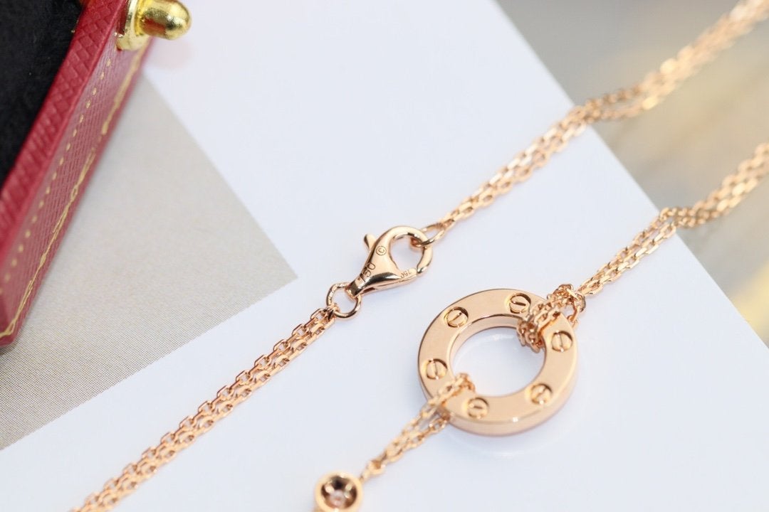 Mysitc LOVE NECKLACE ADJUSTABLE ROSE GOLD 2 DIAMOND