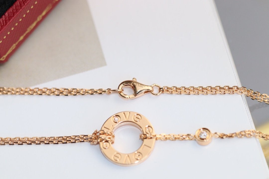 Mysitc LOVE NECKLACE ADJUSTABLE ROSE GOLD 2 DIAMOND