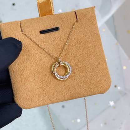 Mysitc TRINITY NECKLACE SILVER GOLD PINK GOLD DIAMONDS