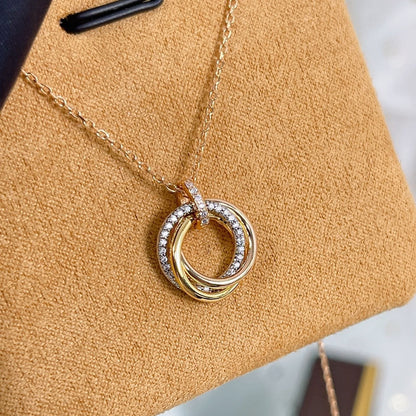 Mysitc TRINITY NECKLACE SILVER GOLD PINK GOLD DIAMONDS