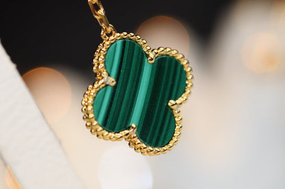 Mysitc CLOVER EARRINGS GOLD MALACHITE DIAMOND 3 MOTIF