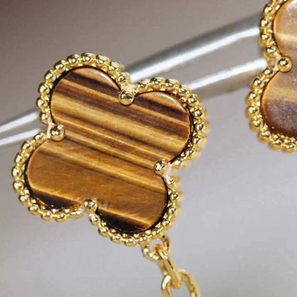 Mysitc CLOVER  2 MOTIF  TIGER EYE CARNELIAN EARRINGS