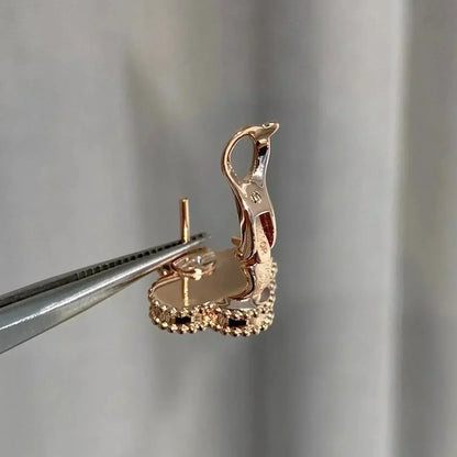 Mysitc CLOVER MEDIUM 1 MOTIFS  PINK MOP DIAMOND EARRINGS