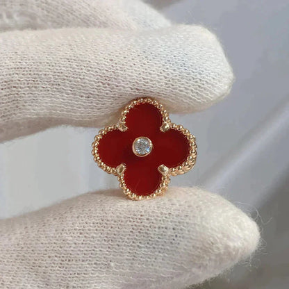 Mysitc CLOVER MEDIUM 1 MOTIFS CARNELIAN  DIAMOND earrings