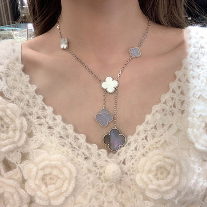 Mysitc CLOVER MOP CHALCEDONY NECKLACE SILVER 6 MOTIF