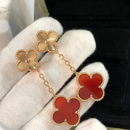Mysitc CLOVER 2 MOTIF  LASER CARNELIAN EARRINGS