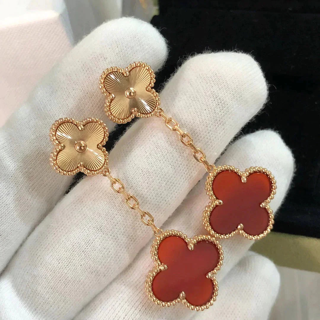 Mysitc CLOVER 2 MOTIF  LASER CARNELIAN EARRINGS