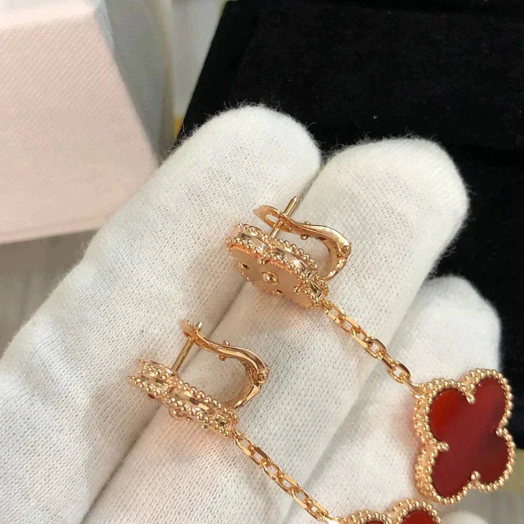 Mysitc CLOVER 2 MOTIF  LASER CARNELIAN EARRINGS