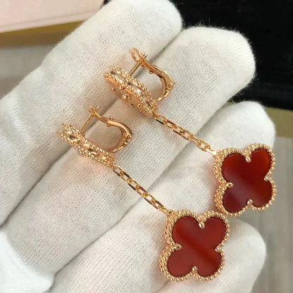 Mysitc CLOVER 2 MOTIF  LASER CARNELIAN EARRINGS