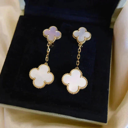 Mysitc CLOVER 2 MOTIF WHITE MOP EARRINGS
