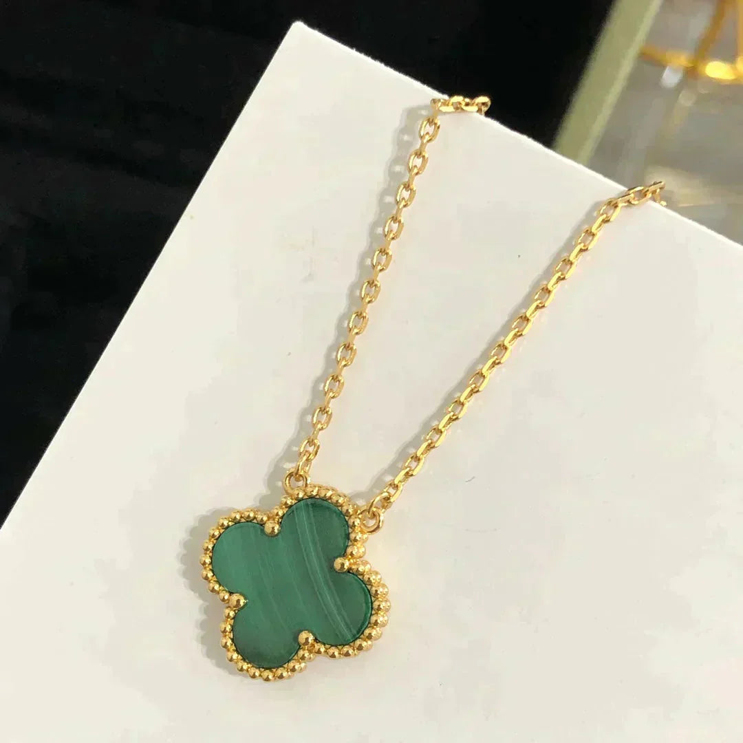 Mysitc CLOVER 15MM MALACHITE SINGLE FLOWER  NECKLACE