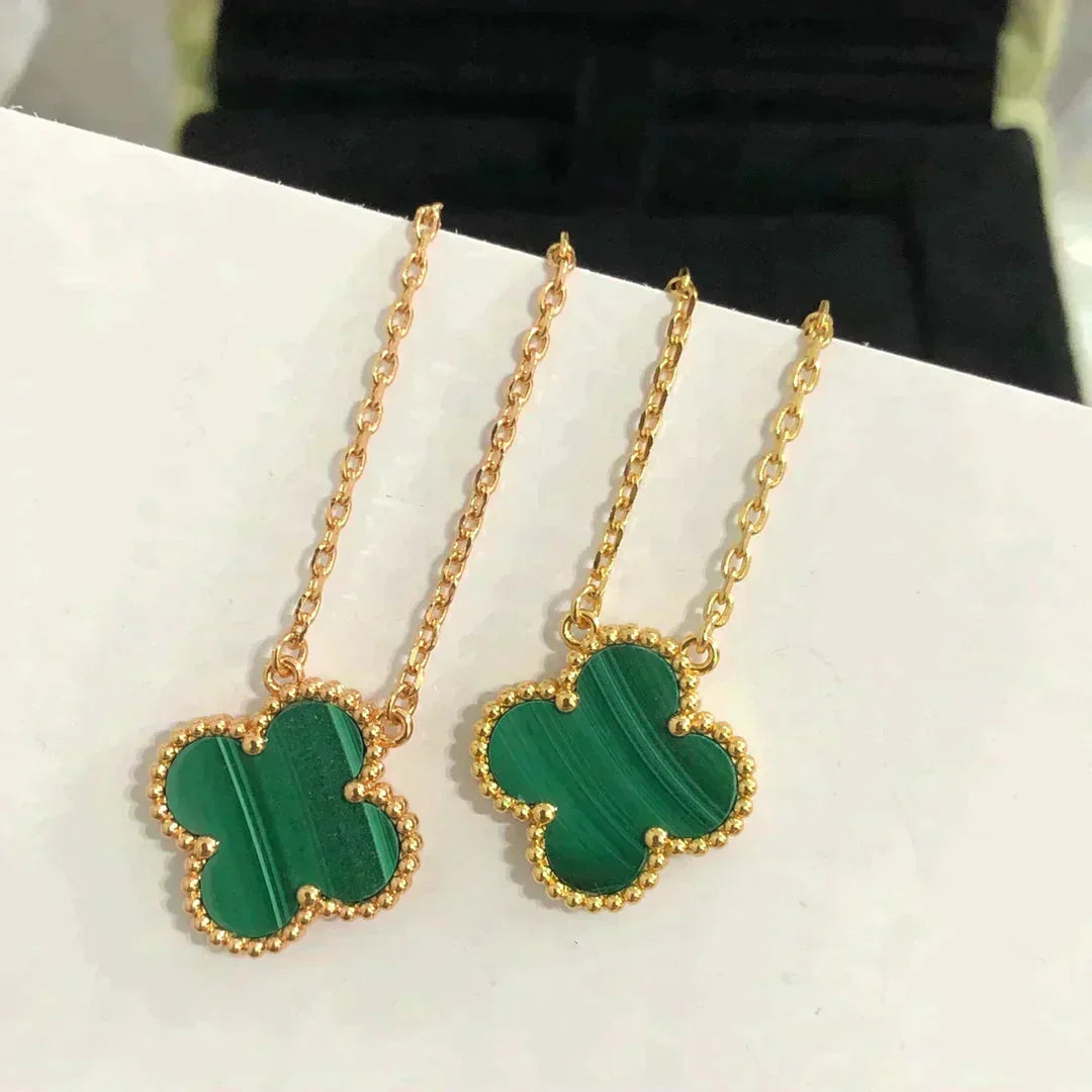 Mysitc CLOVER 15MM MALACHITE SINGLE FLOWER  NECKLACE