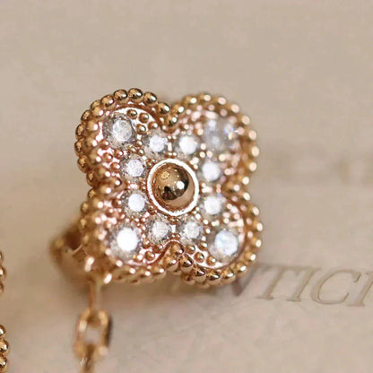 Mysitc CLOVER MEDIUM 1 MOTIFS FUll DIAMOND EARRINGS