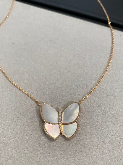 Mysitc BUTTERFLY GOLD MOP DIAMOND NECKLACE