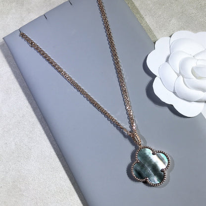 Mysitc CLOVER 25MM GOLD DARK MOP BIG CLOVER NECKLACE