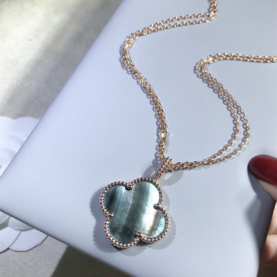 Mysitc CLOVER 25MM GOLD DARK MOP BIG CLOVER NECKLACE