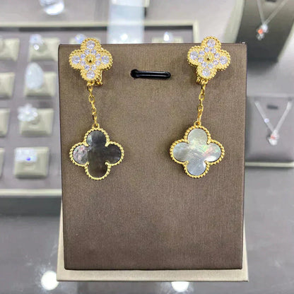 Mysitc CLOVER  2 MOTIFS  DIAMOND  EARRINGS (MULTIPLE CHOICESç´