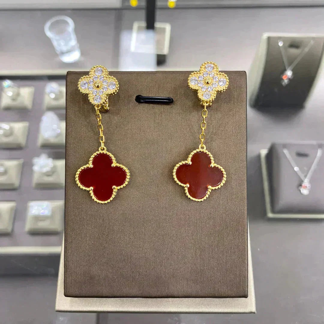 Mysitc CLOVER  2 MOTIFS  DIAMOND  EARRINGS (MULTIPLE CHOICESç´