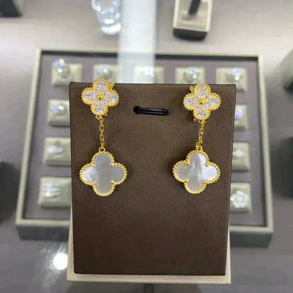 Mysitc CLOVER  2 MOTIFS  DIAMOND  EARRINGS (MULTIPLE CHOICESç´