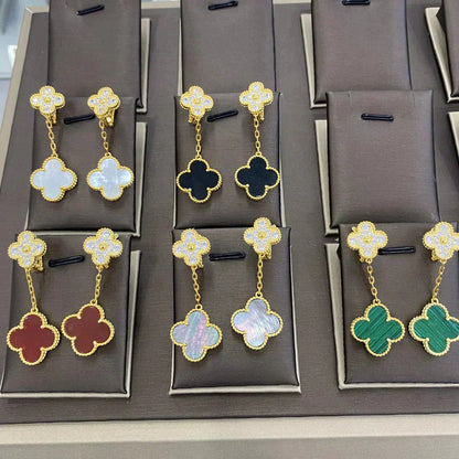 Mysitc CLOVER  2 MOTIFS  DIAMOND  EARRINGS (MULTIPLE CHOICESç´