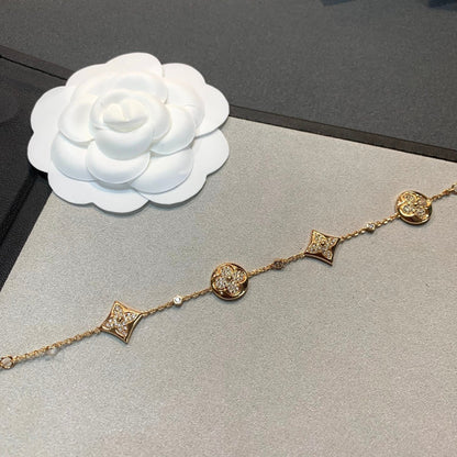 Mysitc STAR AND SUN 4 MOTIFS GOLD DIAMONDS BRACELET