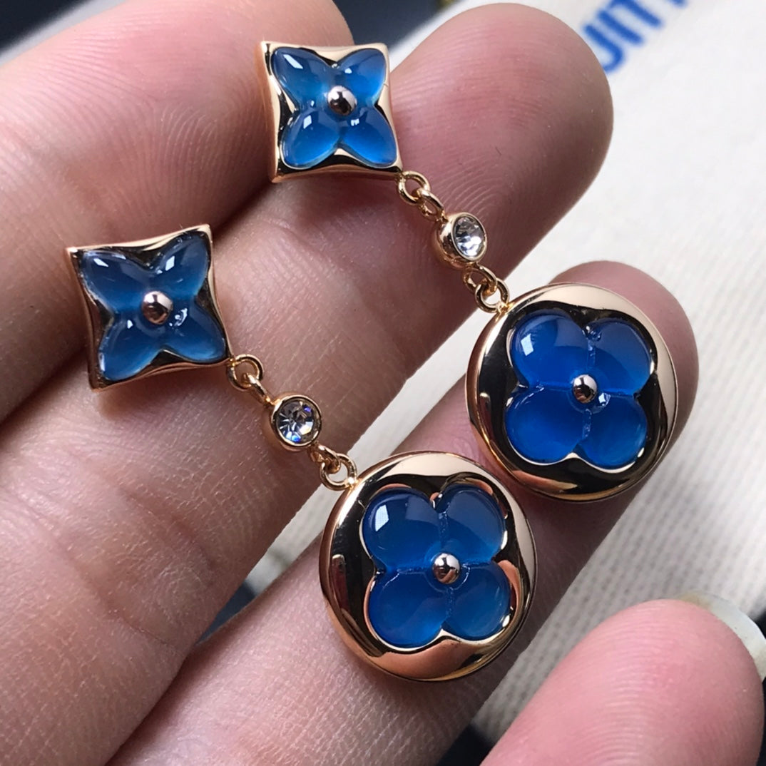Mysitc STAR AND SUN AGATE DIAMOND EARRINGS