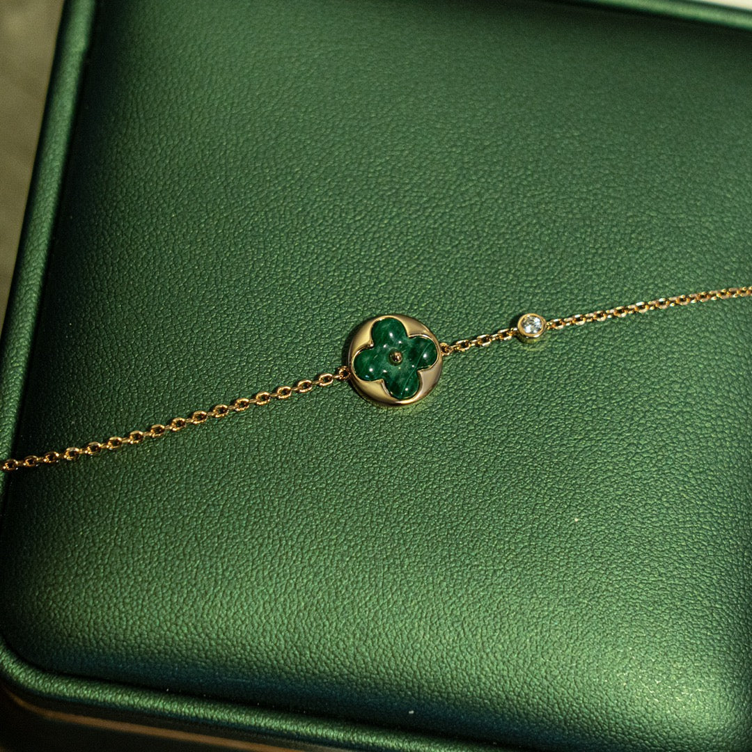 Mysitc SUN MALACHITE 1 DIAMOND PINK GOLD BRACELET