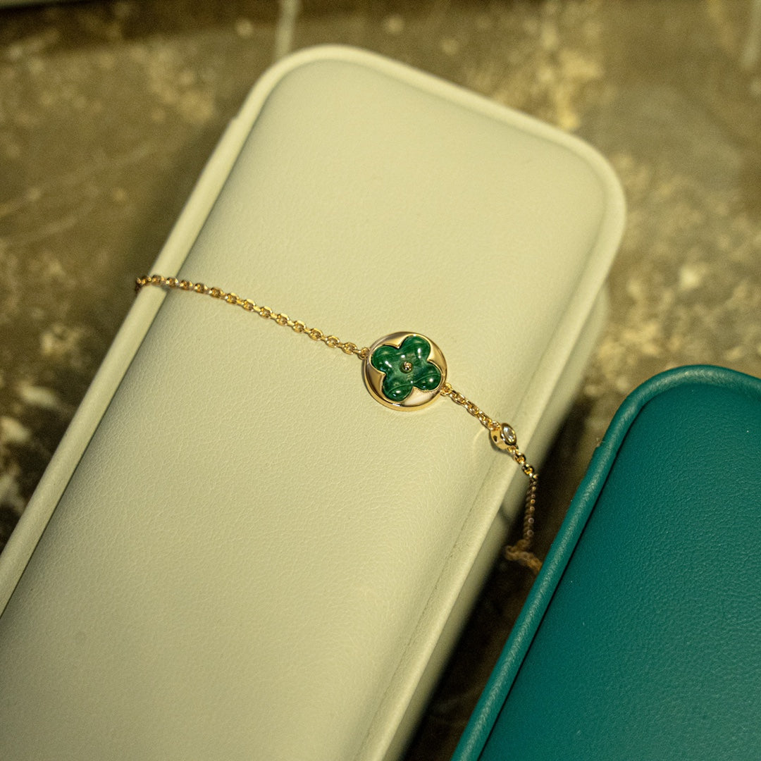 Mysitc SUN MALACHITE 1 DIAMOND PINK GOLD BRACELET