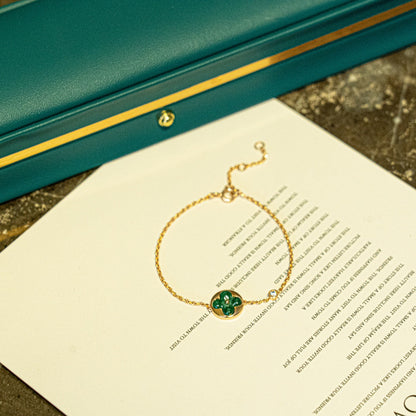 Mysitc SUN MALACHITE 1 DIAMOND PINK GOLD BRACELET