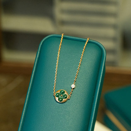 Mysitc SUN MALACHITE 1 DIAMOND PINK GOLD BRACELET