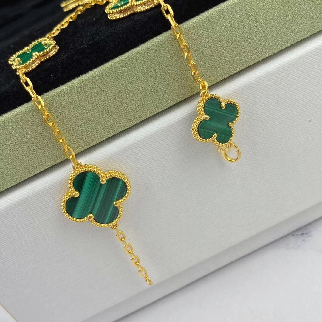 Mysitc MAGIC CLOVER MALACHITE GOLD BRACELET 5 MOTIFS
