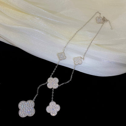 Mysitc CLOVER 5 MOTIFS SILVER DIAMONDS NECKLACE