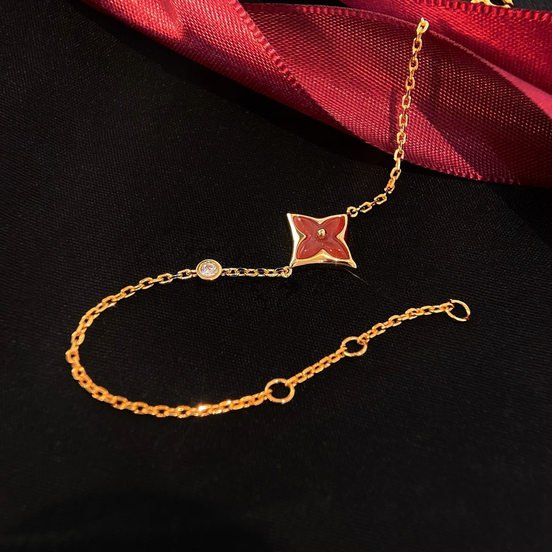 Mysitc COLOR STAR CARNELIAN PINK GOLD DIAMOND BRACELET