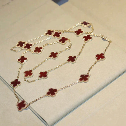 Mysitc CLOVER 20 MOTIFS CARNELIAN NECKLACE
