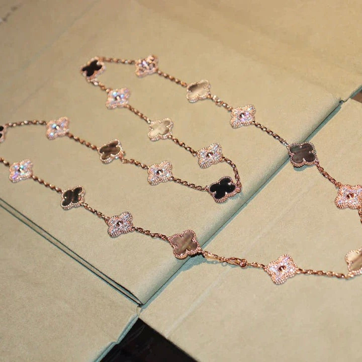 Mysitc CLOVER 20 MOTIFS DARK MOP DIAMOND  NECKLACE