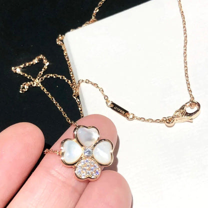 Mysitc CLOVER MOP DIAMOND ROSE GOLD NECKLACE