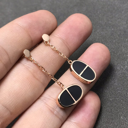 Mysitc CHAINE VERSO BLACK CERAMIC SILVER EARRINGS