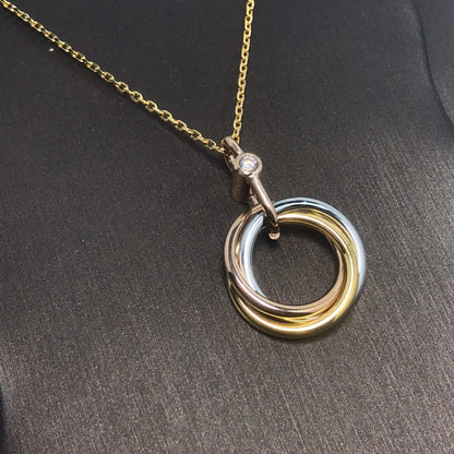 Mysitc TRINITY SILVER GOLD PINK GOLD NECKLACE