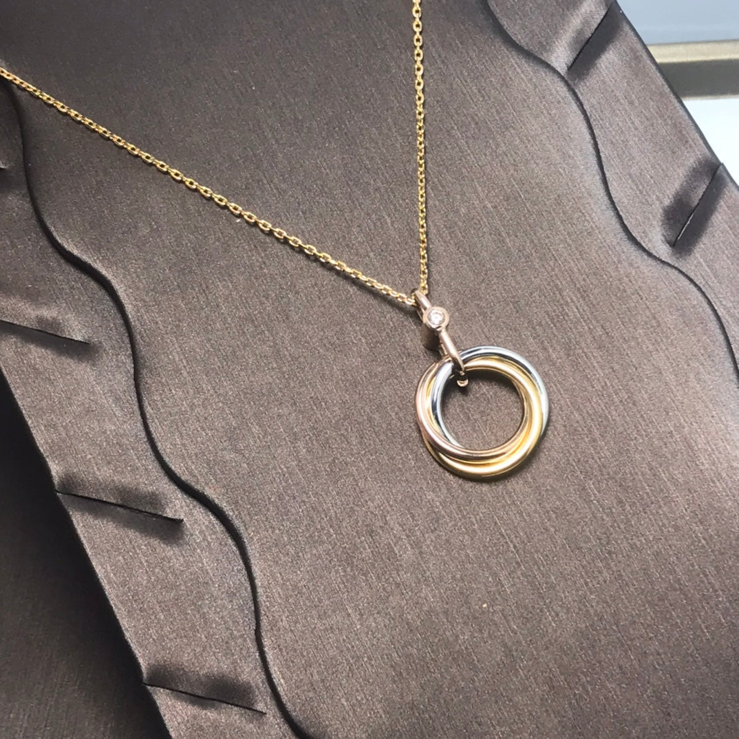 Mysitc TRINITY SILVER GOLD PINK GOLD NECKLACE