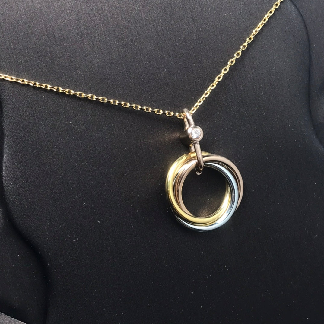 Mysitc TRINITY SILVER GOLD PINK GOLD NECKLACE