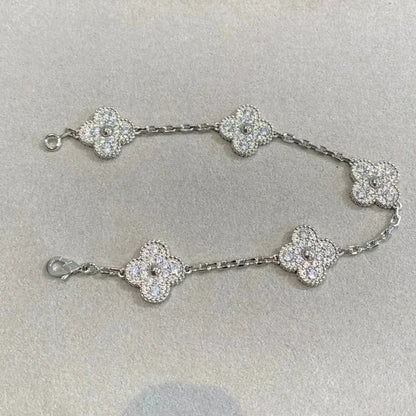 [Mysitc ] New  CLOVER 5 MOTIF FULL DIAMOND BRACELET COLLECTION