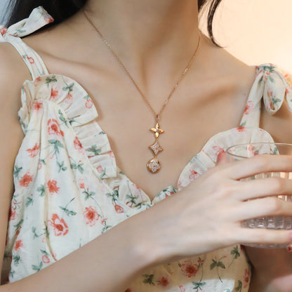 Mysitc STAR AND SUN DIAMOND PINK GOLD NECKLACE