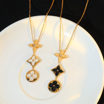 Mysitc STAR AND SUN ONYX PINK GOLD NECKLACE