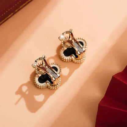 Mysitc CLOVER MEDIUM 1 MOTIFS  ONYX STUD EARRINGS
