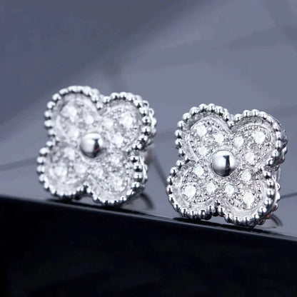 Mysitc CLOVER 1 MOTIFS DIAMOND STUD EARRINGS SILVER